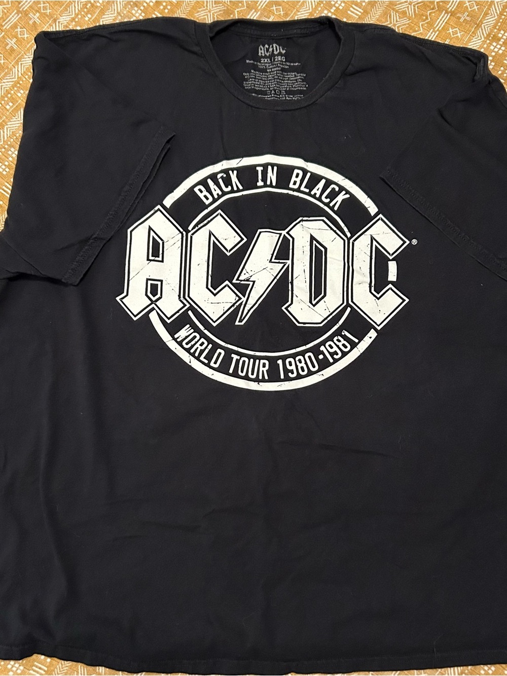 AC/DC Black and White 'Back In Black' World Tour Tee XXL